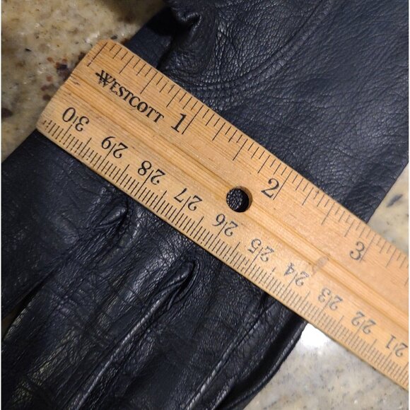Vintage Size S Blue Leather 8" Gloves Nautical Look Fold over Wrist - Picture 12 of 13